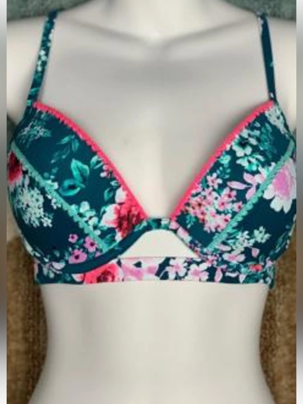Shade Shore Floral Bikini Top SIZE 34DD